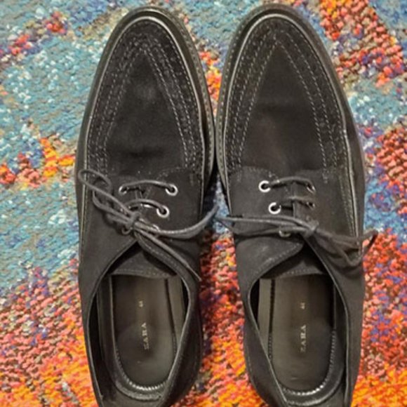 Zara Mens Black Suede Dress Shoes Eu 